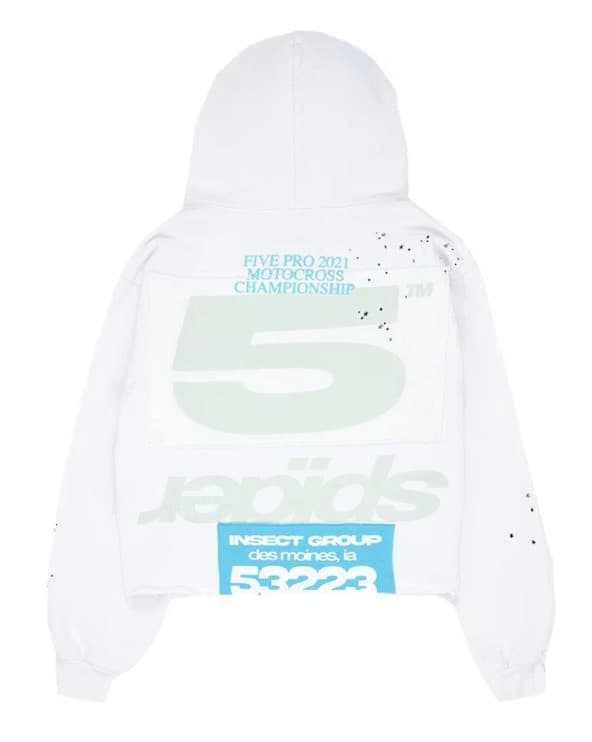 Sp5der White Cropped Hoodie 2